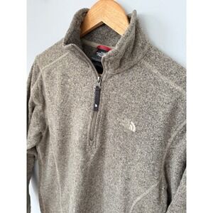The North Face Gordon Lyons Quarter Zip Fleece Sweater Mens Small Brown Heather